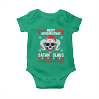 Satan Claus Skull Antichristmas Baby Onesie Dark Humor Holiday 666 Skull and Horns - Wonder Print Shop