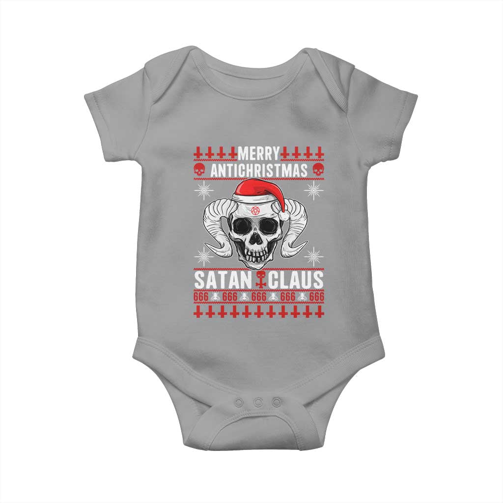 Satan Claus Skull Antichristmas Baby Onesie Dark Humor Holiday 666 Skull and Horns - Wonder Print Shop