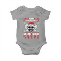 Satan Claus Skull Antichristmas Baby Onesie Dark Humor Holiday 666 Skull and Horns - Wonder Print Shop