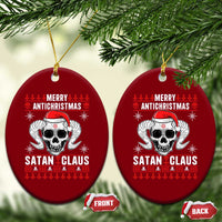 Satan Claus Skull Antichristmas Ceramic Ornament Dark Humor Holiday 666 Skull and Horns - Wonder Print Shop
