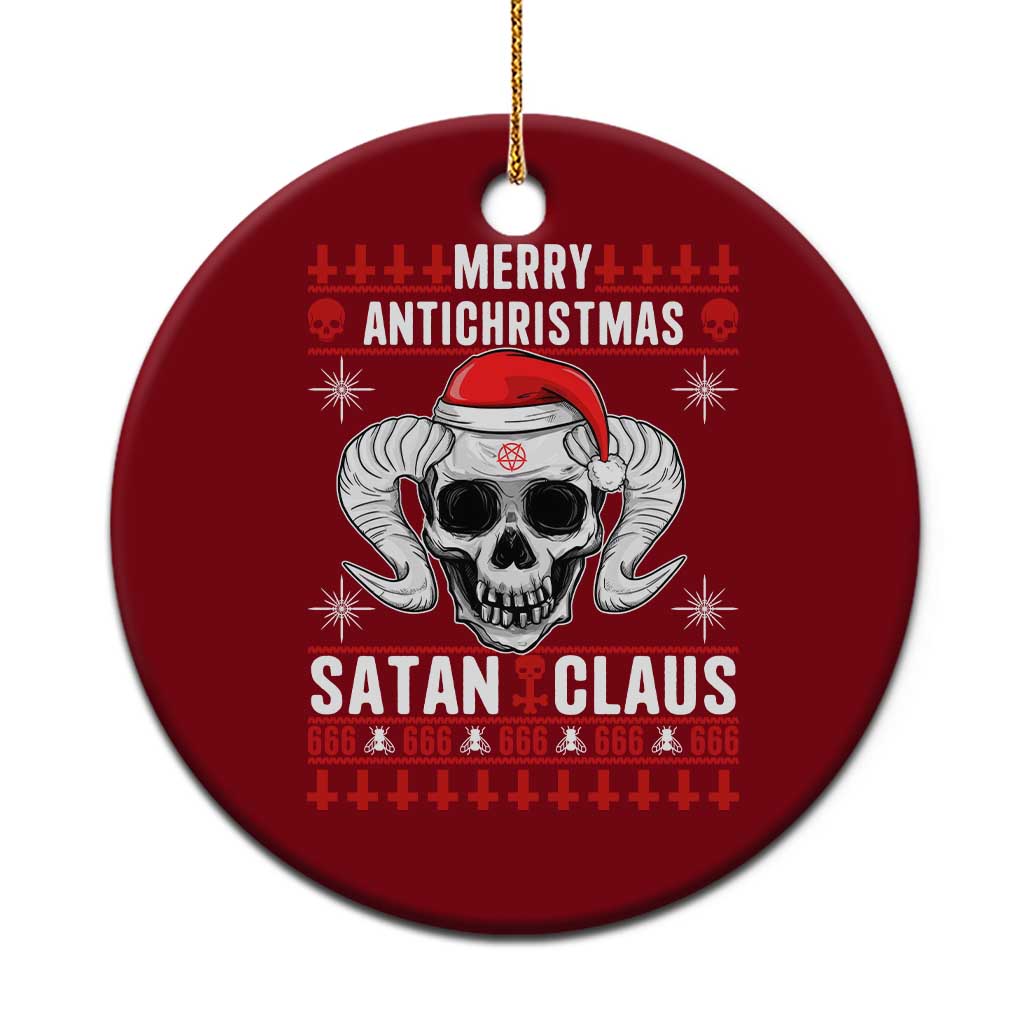 Satan Claus Skull Antichristmas Ceramic Ornament Dark Humor Holiday 666 Skull and Horns - Wonder Print Shop