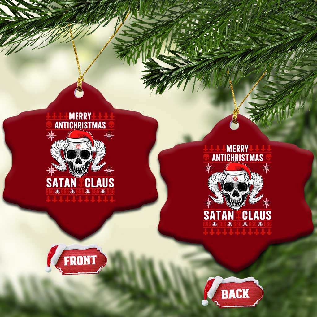Satan Claus Skull Antichristmas Ceramic Ornament Dark Humor Holiday 666 Skull and Horns - Wonder Print Shop