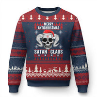 Satan Claus Skull Antichristmas Ugly Christmas Sweater Dark Humor Holiday 666 Skull and Horns - Wonder Print Shop