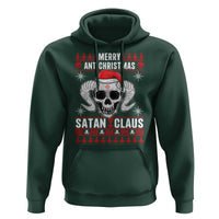 Satan Claus Skull Antichristmas Hoodie Dark Humor Holiday 666 Skull and Horns - Wonder Print Shop