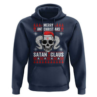 Satan Claus Skull Antichristmas Hoodie Dark Humor Holiday 666 Skull and Horns - Wonder Print Shop