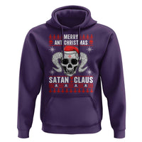 Satan Claus Skull Antichristmas Hoodie Dark Humor Holiday 666 Skull and Horns - Wonder Print Shop