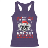 Satan Claus Skull Antichristmas Racerback Tank Top Dark Humor Holiday 666 Skull and Horns - Wonder Print Shop