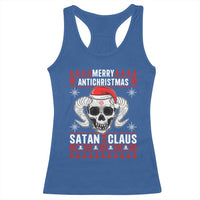 Satan Claus Skull Antichristmas Racerback Tank Top Dark Humor Holiday 666 Skull and Horns - Wonder Print Shop