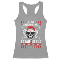 Satan Claus Skull Antichristmas Racerback Tank Top Dark Humor Holiday 666 Skull and Horns - Wonder Print Shop