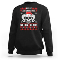 Satan Claus Skull Antichristmas Sweatshirt Dark Humor Holiday 666 Skull and Horns - Wonder Print Shop