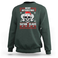 Satan Claus Skull Antichristmas Sweatshirt Dark Humor Holiday 666 Skull and Horns - Wonder Print Shop
