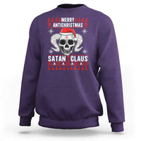 Satan Claus Skull Antichristmas Sweatshirt Dark Humor Holiday 666 Skull and Horns - Wonder Print Shop