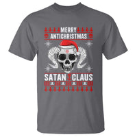 Satan Claus Skull Antichristmas T Shirt Dark Humor Holiday 666 Skull and Horns - Wonder Print Shop