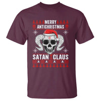 Satan Claus Skull Antichristmas T Shirt Dark Humor Holiday 666 Skull and Horns - Wonder Print Shop
