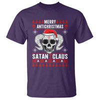 Satan Claus Skull Antichristmas T Shirt Dark Humor Holiday 666 Skull and Horns - Wonder Print Shop