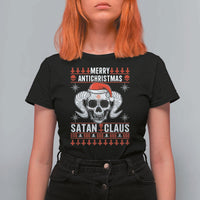Satan Claus Skull Antichristmas T Shirt For Women Dark Humor Holiday 666 Skull and Horns - Wonder Print Shop