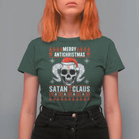 Satan Claus Skull Antichristmas T Shirt For Women Dark Humor Holiday 666 Skull and Horns - Wonder Print Shop