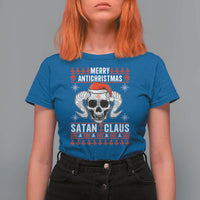 Satan Claus Skull Antichristmas T Shirt For Women Dark Humor Holiday 666 Skull and Horns - Wonder Print Shop