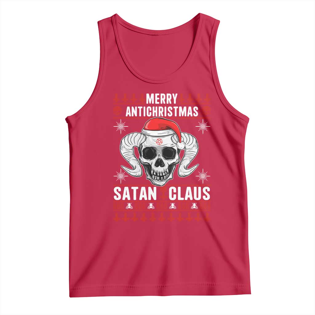 Satan Claus Skull Antichristmas Tank Top Dark Humor Holiday 666 Skull and Horns - Wonder Print Shop
