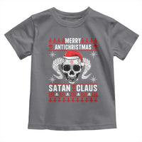 Satan Claus Skull Antichristmas Toddler T Shirt Dark Humor Holiday 666 Skull and Horns - Wonder Print Shop