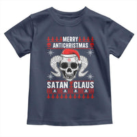Satan Claus Skull Antichristmas Toddler T Shirt Dark Humor Holiday 666 Skull and Horns - Wonder Print Shop