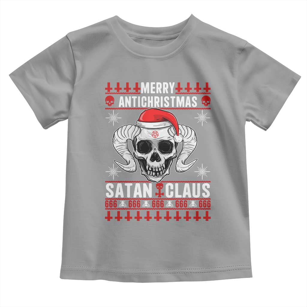 Satan Claus Skull Antichristmas Toddler T Shirt Dark Humor Holiday 666 Skull and Horns - Wonder Print Shop