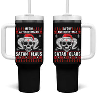 Satan Claus Skull Antichristmas Tumbler With Handle Dark Humor Holiday 666 Skull and Horns - Wonder Print Shop