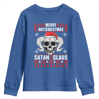 Satan Claus Skull Antichristmas Youth Sweatshirt Dark Humor Holiday 666 Skull and Horns - Wonder Print Shop