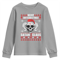 Satan Claus Skull Antichristmas Youth Sweatshirt Dark Humor Holiday 666 Skull and Horns - Wonder Print Shop