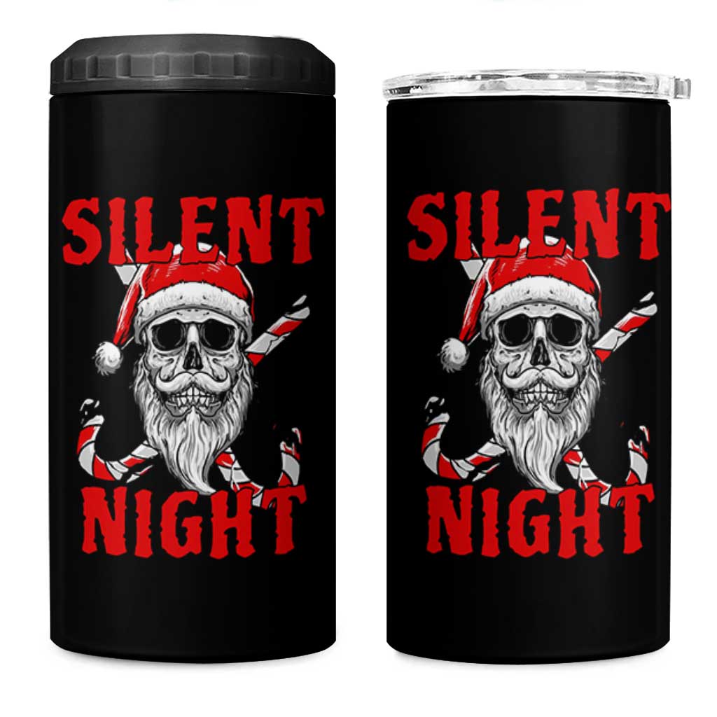 Silent Night Skull Christmas 4 in 1 Can Cooler Tumbler Creepy Santa Gothic Holiday - Wonder Print Shop