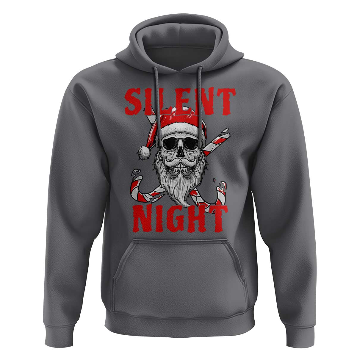 Silent Night Skull Christmas Hoodie Creepy Santa Gothic Holiday - Wonder Print Shop