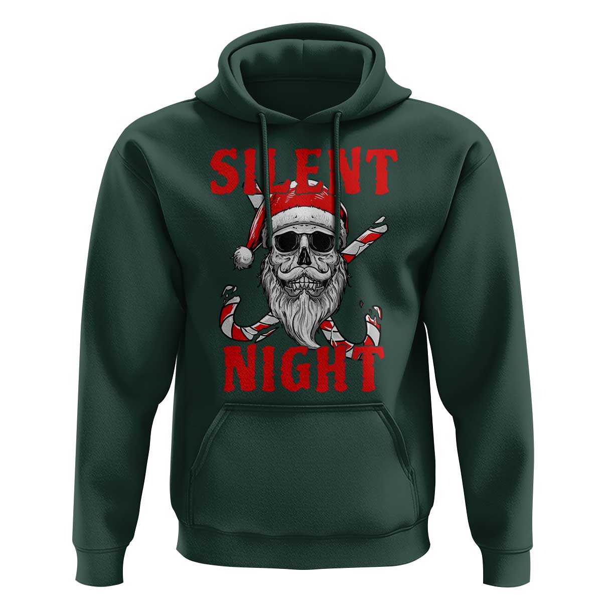 Silent Night Skull Christmas Hoodie Creepy Santa Gothic Holiday - Wonder Print Shop