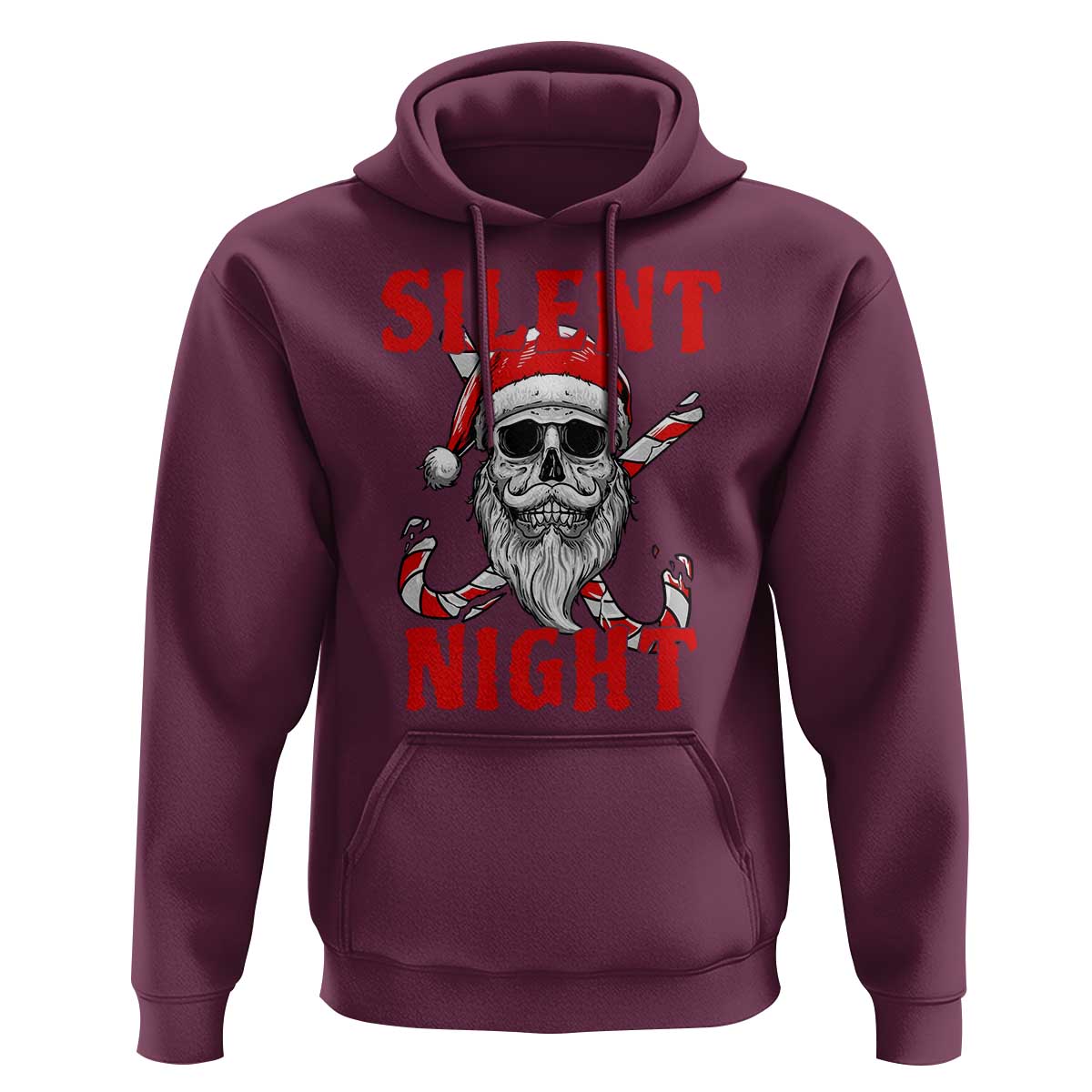 Silent Night Skull Christmas Hoodie Creepy Santa Gothic Holiday - Wonder Print Shop