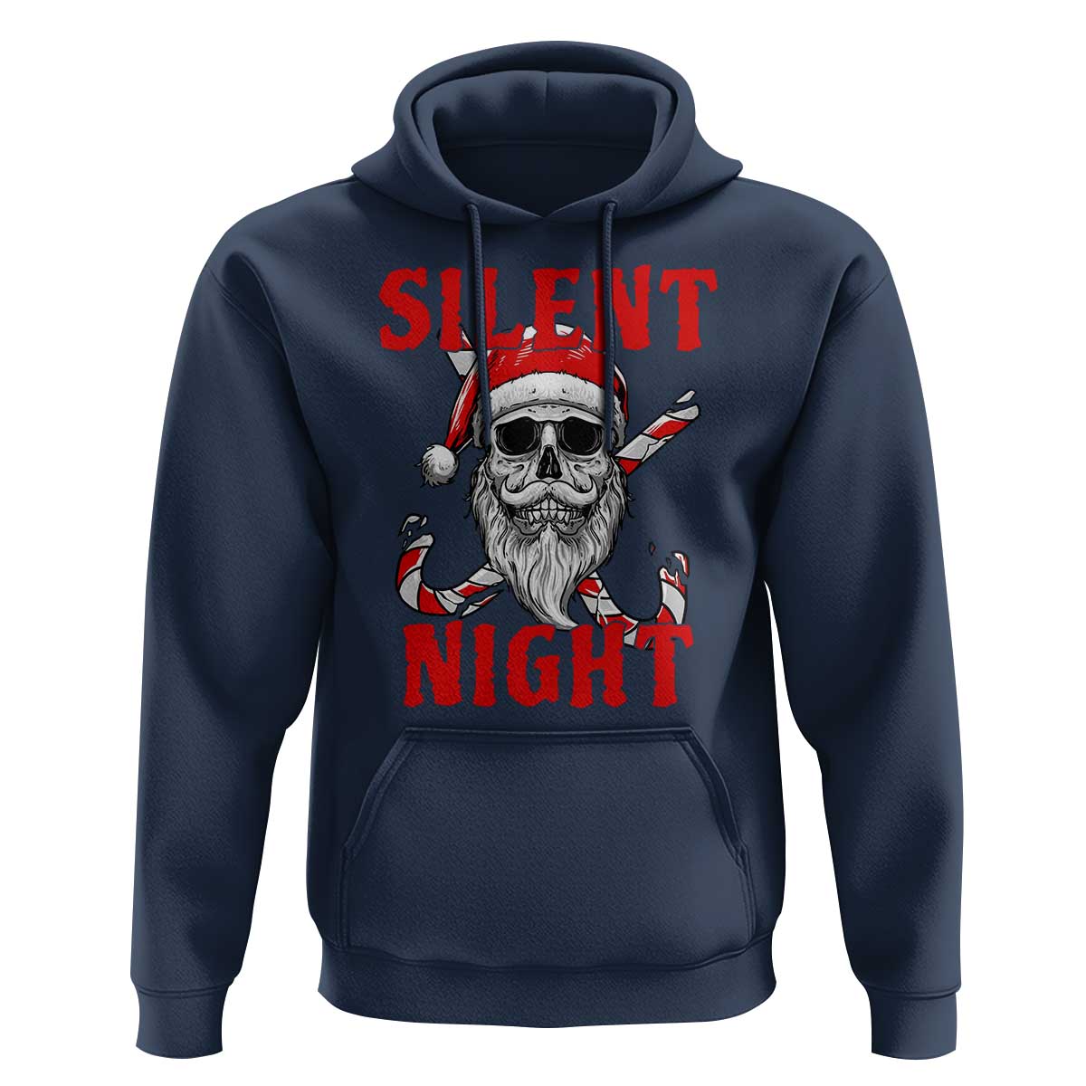 Silent Night Skull Christmas Hoodie Creepy Santa Gothic Holiday - Wonder Print Shop