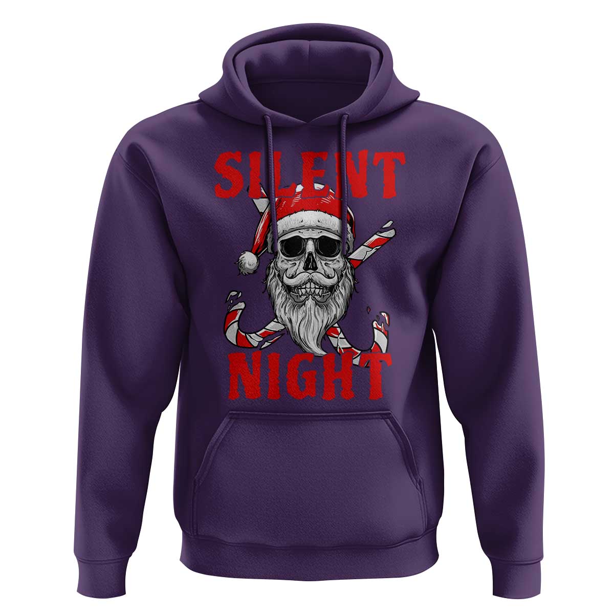 Silent Night Skull Christmas Hoodie Creepy Santa Gothic Holiday - Wonder Print Shop
