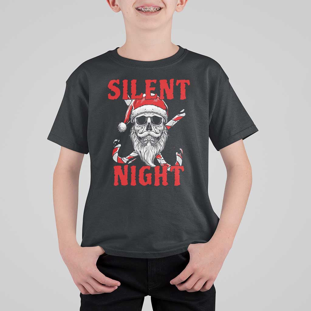 Silent Night Skull Christmas T Shirt For Kid Creepy Santa Gothic Holiday - Wonder Print Shop