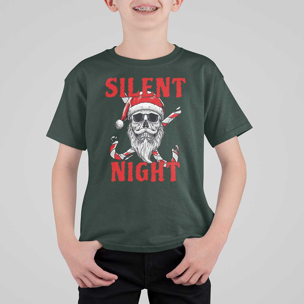 Silent Night Skull Christmas T Shirt For Kid Creepy Santa Gothic Holiday - Wonder Print Shop
