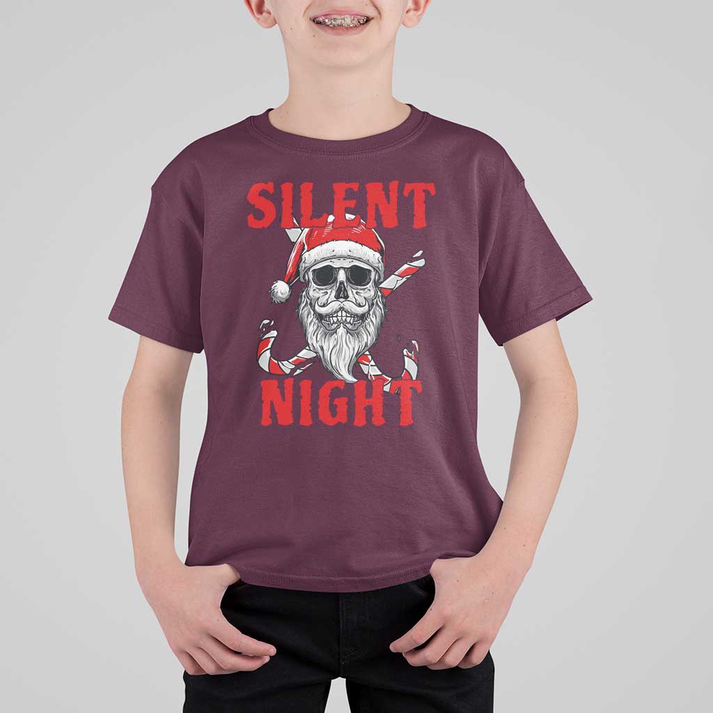 Silent Night Skull Christmas T Shirt For Kid Creepy Santa Gothic Holiday - Wonder Print Shop