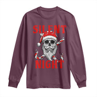 Silent Night Skull Christmas Long Sleeve Shirt Creepy Santa Gothic Holiday - Wonder Print Shop