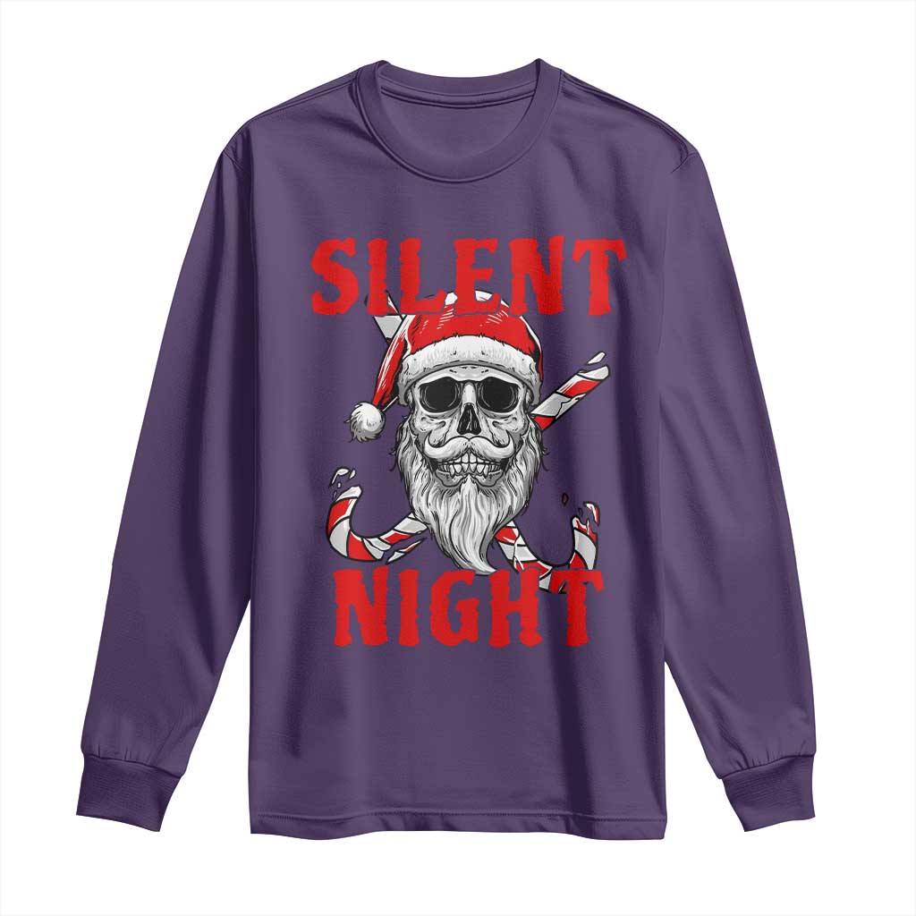 Silent Night Skull Christmas Long Sleeve Shirt Creepy Santa Gothic Holiday - Wonder Print Shop
