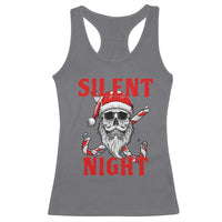 Silent Night Skull Christmas Racerback Tank Top Creepy Santa Gothic Holiday - Wonder Print Shop