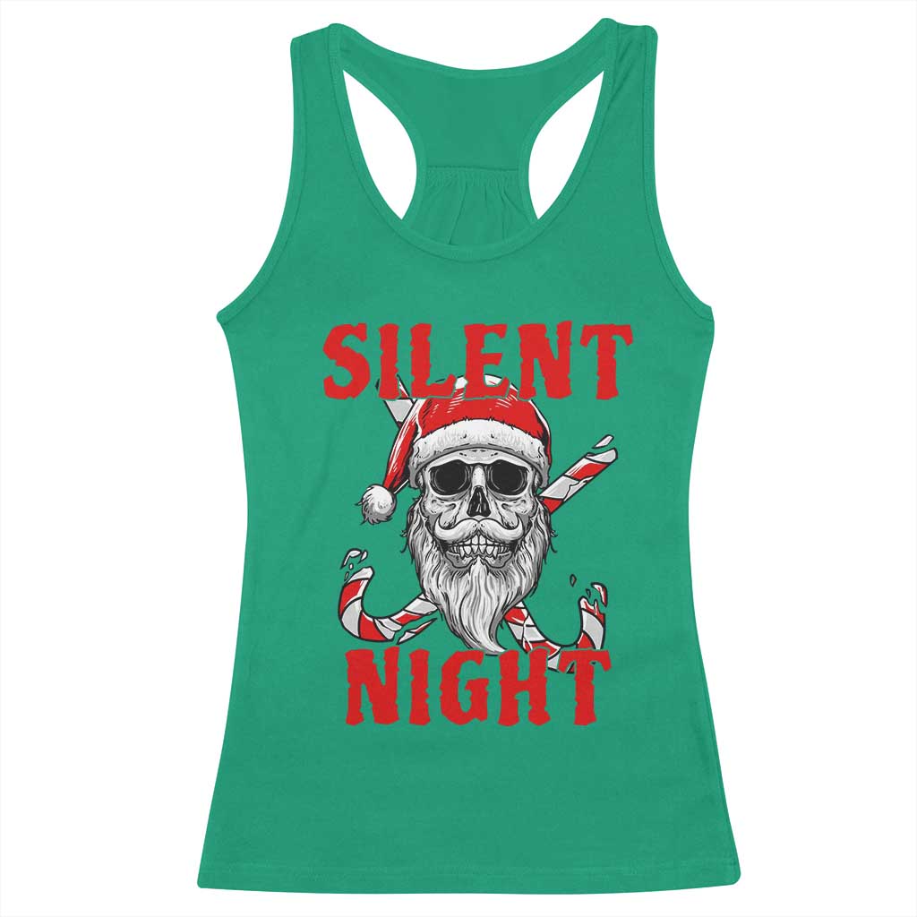 Silent Night Skull Christmas Racerback Tank Top Creepy Santa Gothic Holiday - Wonder Print Shop