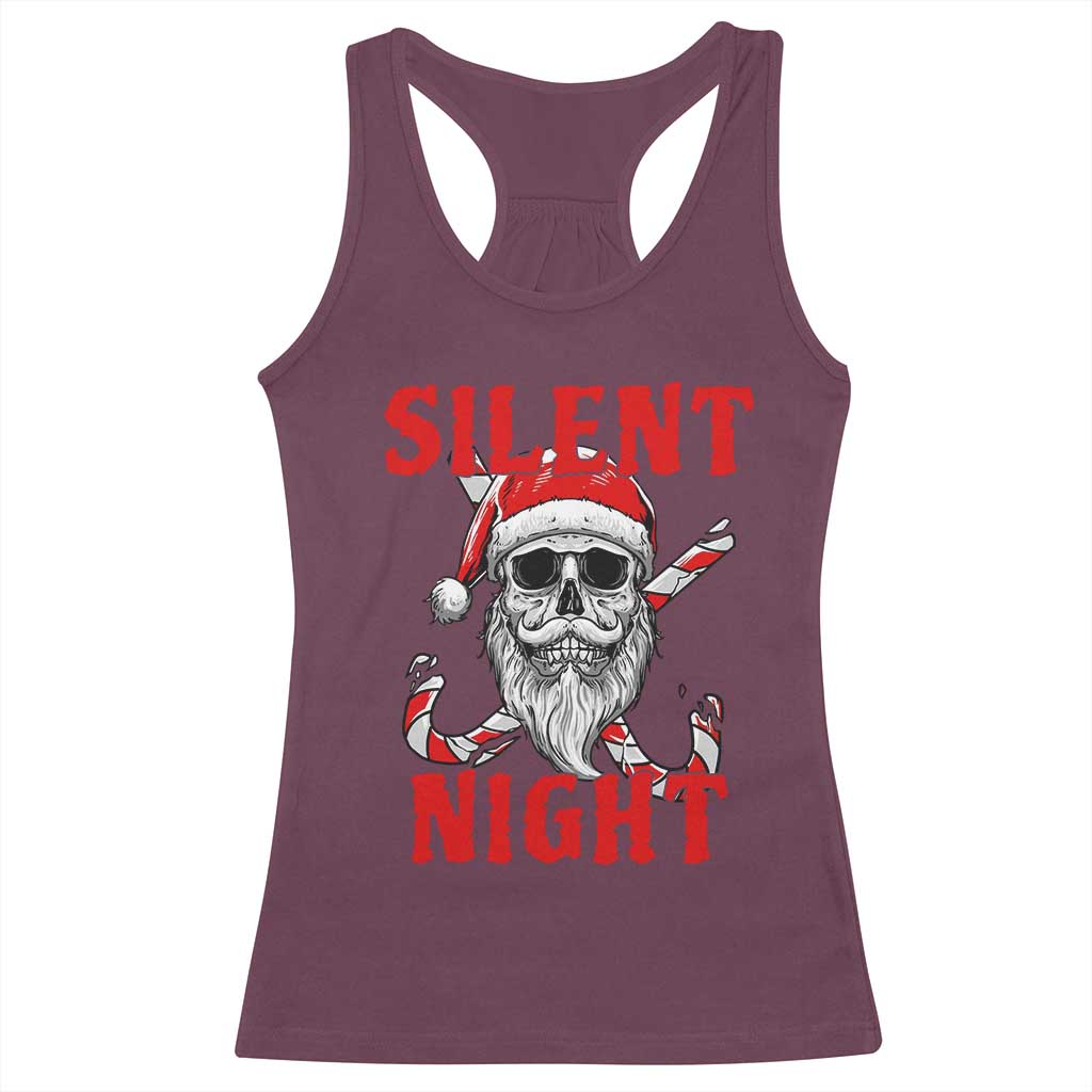 Silent Night Skull Christmas Racerback Tank Top Creepy Santa Gothic Holiday - Wonder Print Shop