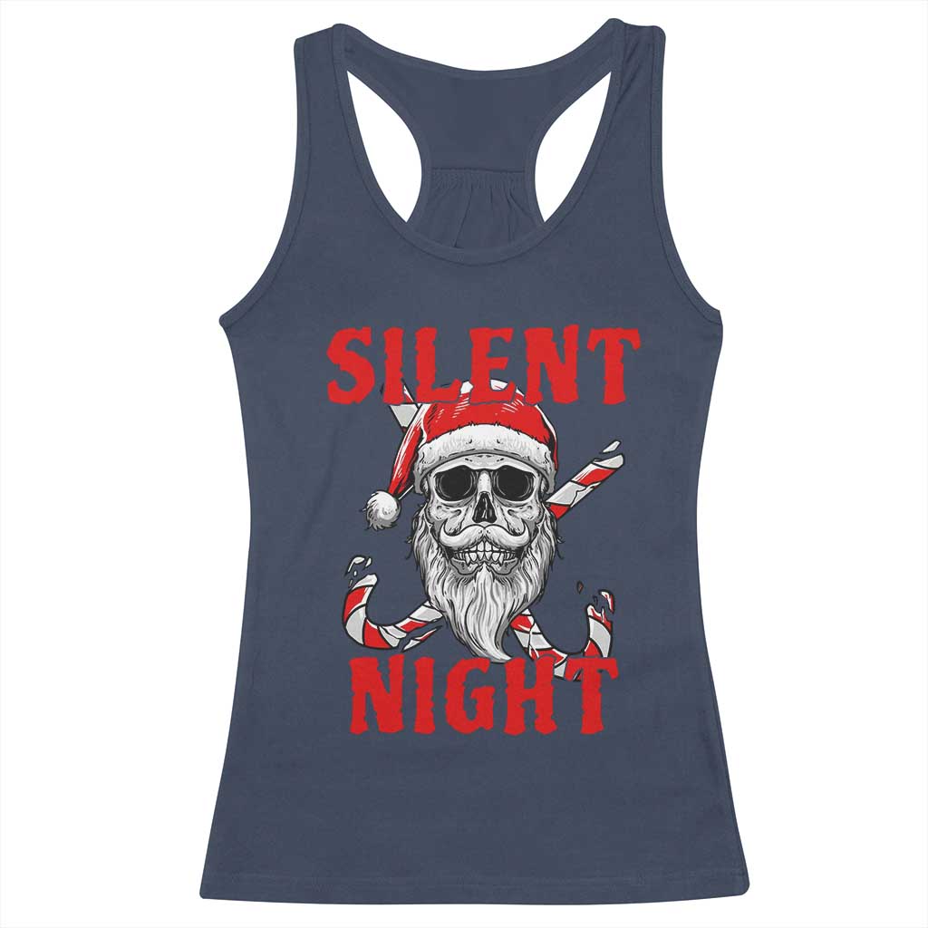 Silent Night Skull Christmas Racerback Tank Top Creepy Santa Gothic Holiday - Wonder Print Shop