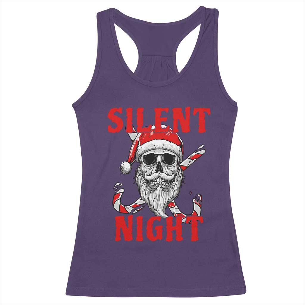 Silent Night Skull Christmas Racerback Tank Top Creepy Santa Gothic Holiday - Wonder Print Shop