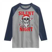 Silent Night Skull Christmas Raglan Shirt Creepy Santa Gothic Holiday - Wonder Print Shop