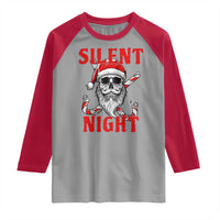 Silent Night Skull Christmas Raglan Shirt Creepy Santa Gothic Holiday - Wonder Print Shop