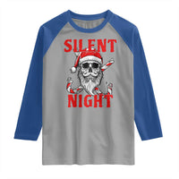 Silent Night Skull Christmas Raglan Shirt Creepy Santa Gothic Holiday - Wonder Print Shop