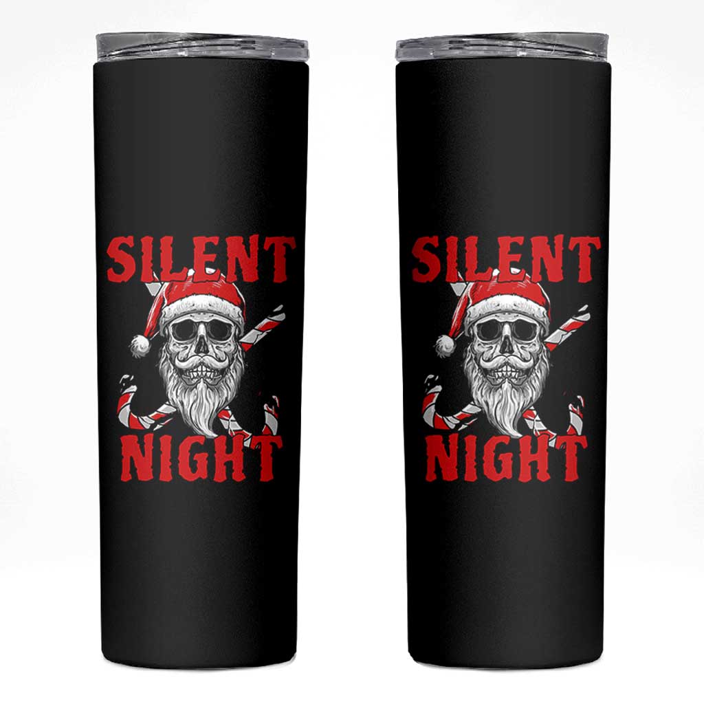 Silent Night Skull Christmas Skinny Tumbler Creepy Santa Gothic Holiday - Wonder Print Shop