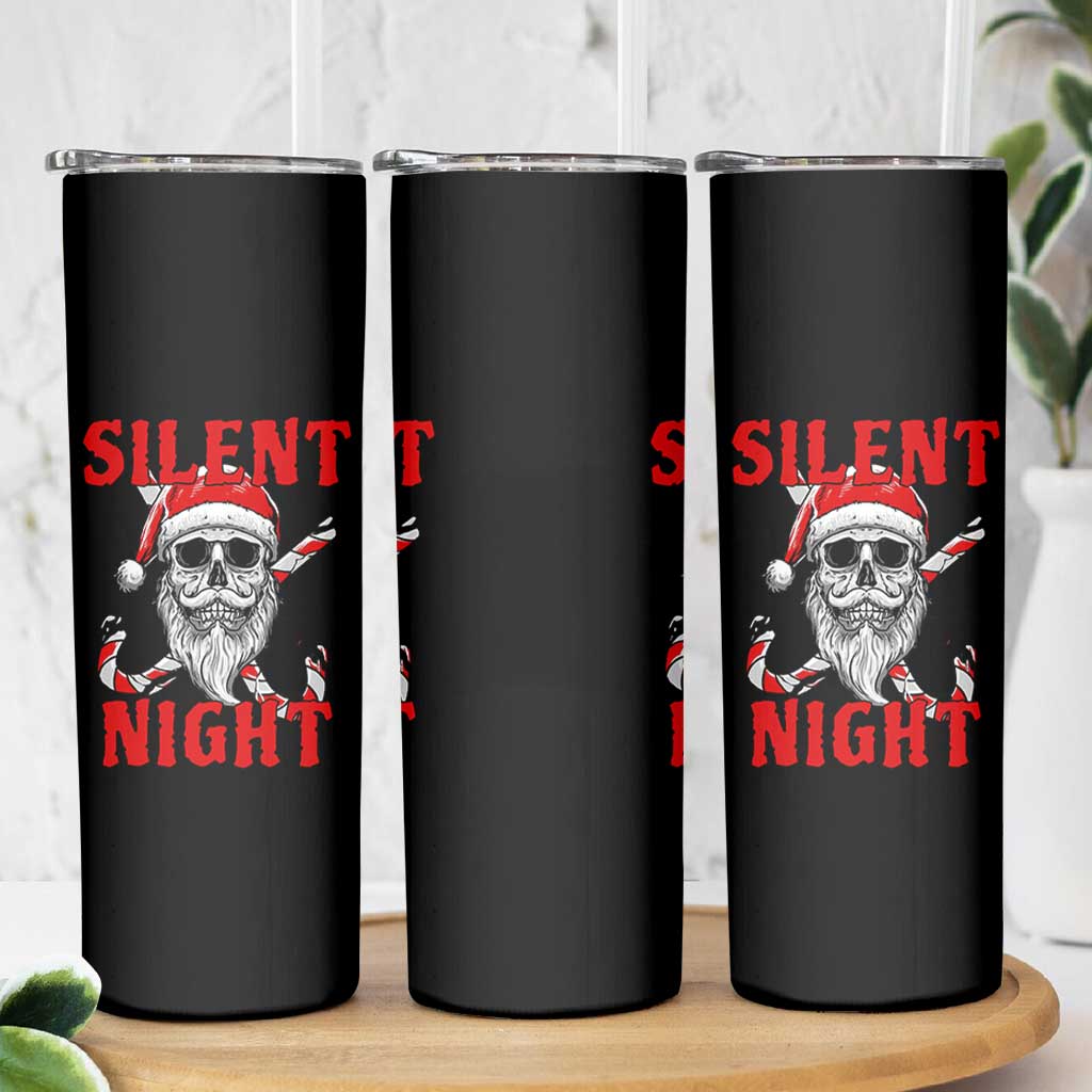 Silent Night Skull Christmas Skinny Tumbler Creepy Santa Gothic Holiday - Wonder Print Shop
